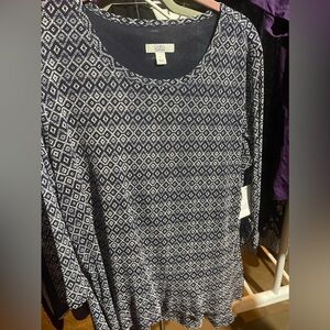 Croft & Barrow Women’s Tunic Top Navy Large